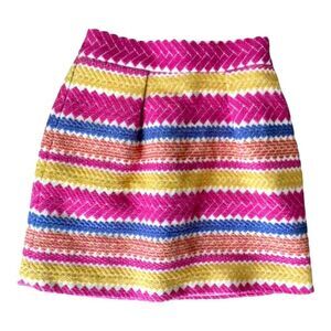Anthropologie Nomad by Morgan Carper Pink Yellow Jacquard Stripe Mini Skirt S